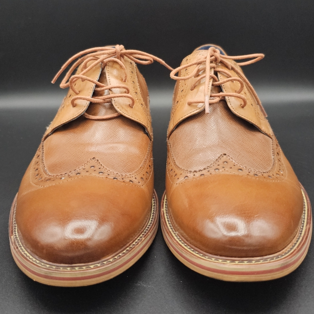 Size 11.5D-ALBERTO MORETTI BLACK LABEL TAN OXFORD SHOES-M7254